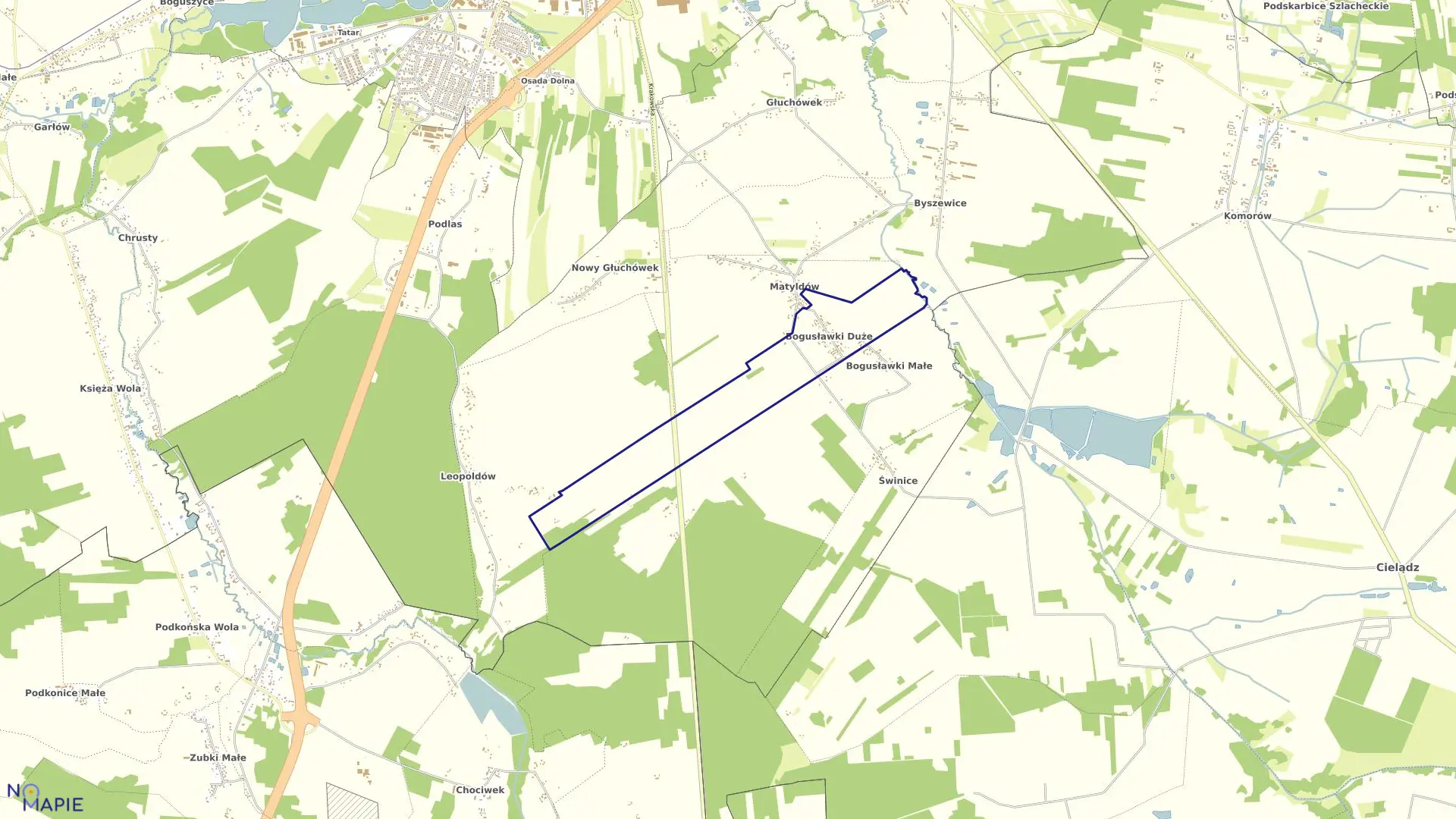 Mapa obrębu BOGUSŁAWKI DUŻE w gminie Rawa Mazowiecka