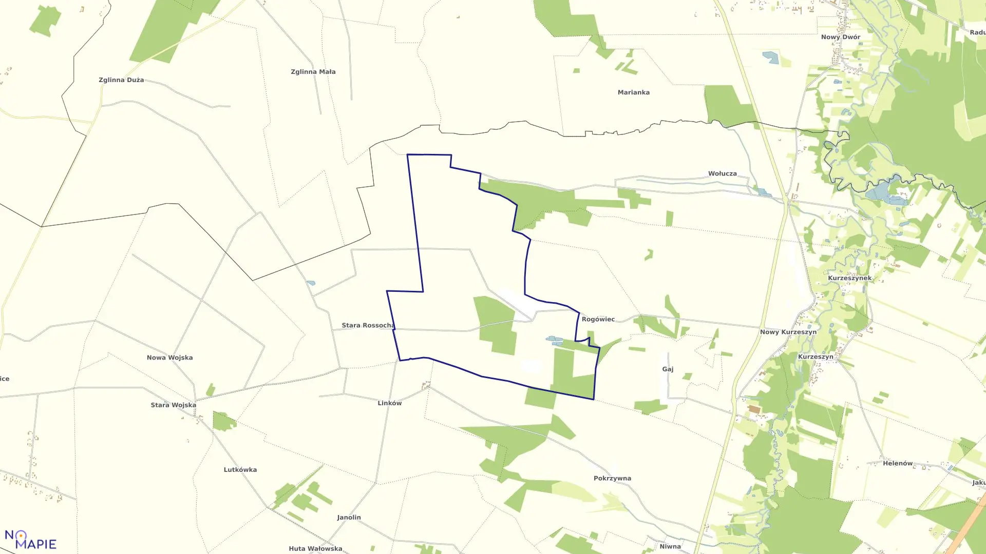 Mapa obrębu ZAKŁAD DOŚW.ROSSOCHA w gminie Rawa Mazowiecka